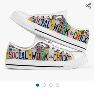 SWEETTY Social Work Chick Classic Canvas Low Top Sneakers Unisex Men Women F 36